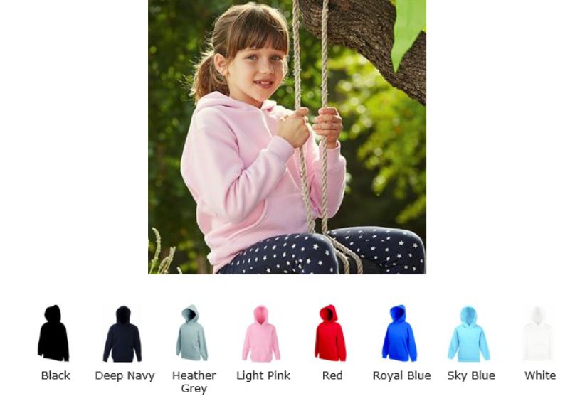 Fruit of the Loom SS106B Kid's Premium 70/30 Hooded Sweat - Click Image to Close